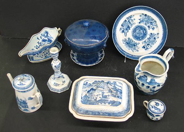 Appraisal: An assembled grouping of Chinese Export blue and white porcelain