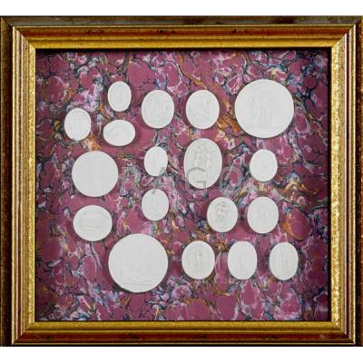 Appraisal: ITALIAN CAMEO MEDALLION COLLECTION Ten shadow box mounted groupings of