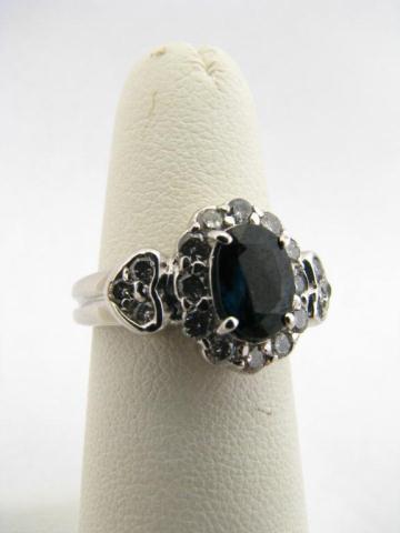 Appraisal: Lady's k WG Oval Sapphire Diamond Ring