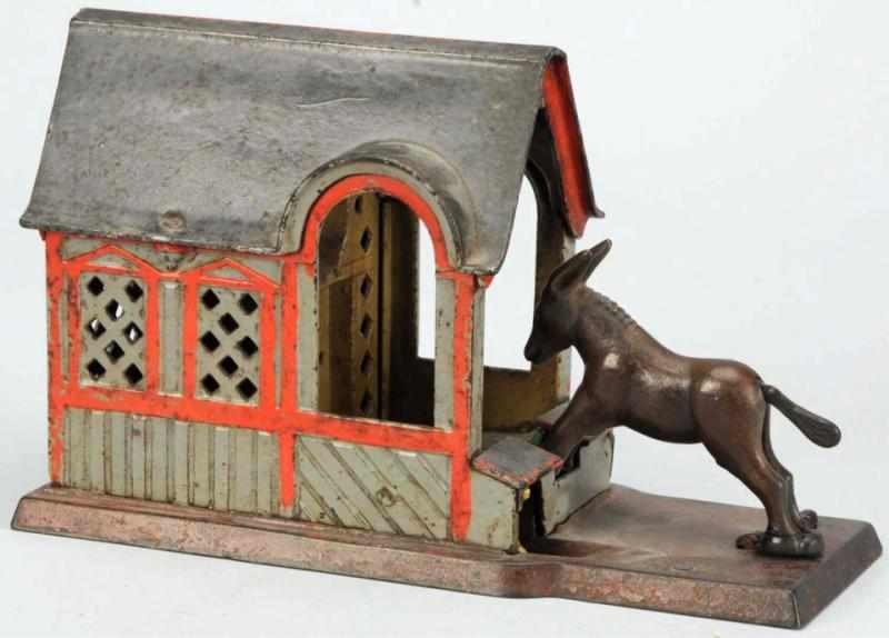 Appraisal: Cast Iron Mule Entering Barn Mechanical Bank Manufactured by J