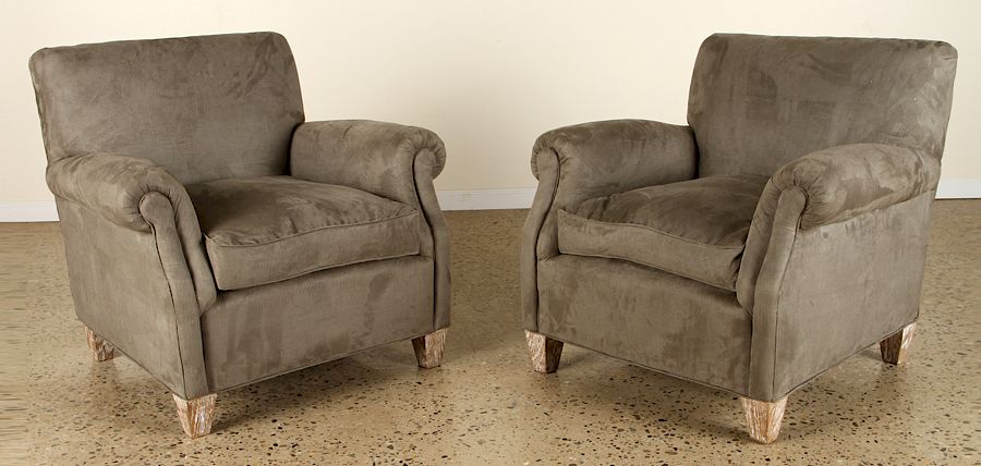 Appraisal: CLUB CHAIRS MANNER JEAN-MICHEL FRANK C A pair of upholstered