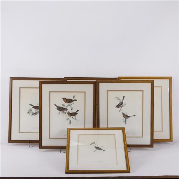 Appraisal: Collection of six J Gould bird prints Six prints of