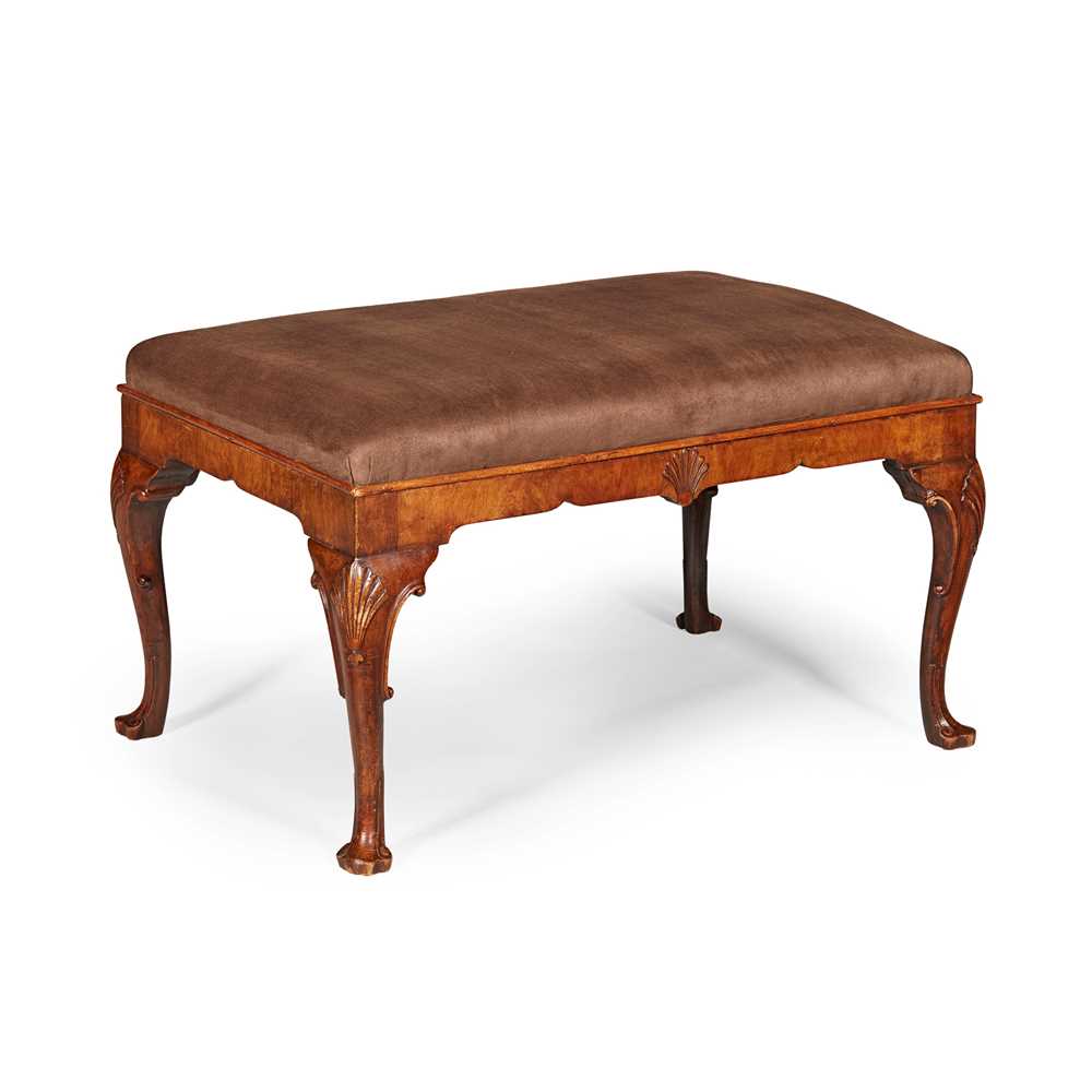 Appraisal: GEORGE I STYLE WALNUT FOOTSTOOL TH CENTURY the rectangular padded