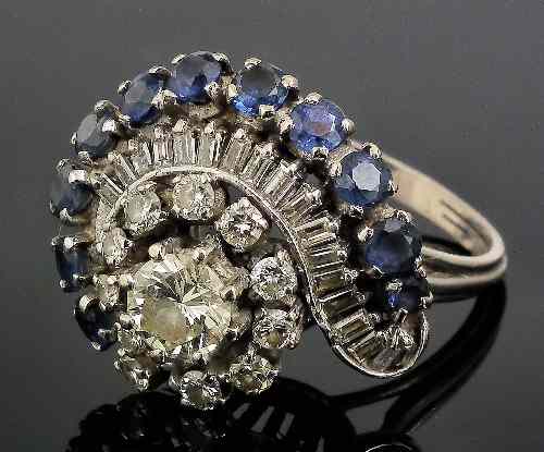 Appraisal: A s ct white gold mounted diamond and sapphire dress