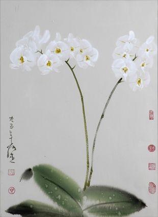 Appraisal: CHANG CHEIH WHITE BUTTERFLY ORCHID Watercolor on paper x in