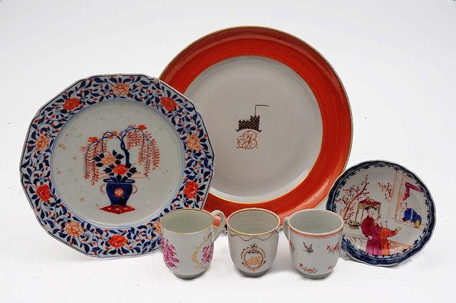 Appraisal: A Chinese Armorial dishQianlong - a Chinese polychrome plates three