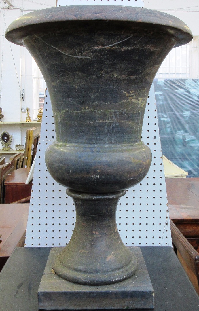 Appraisal: A large modern marble campana urn raised on a square