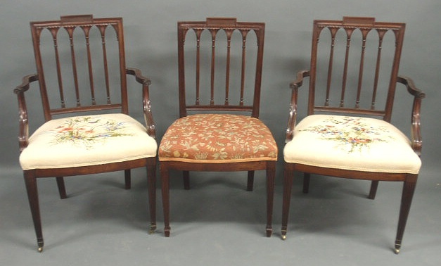 Appraisal: Three Chippendale style mahogany chairs with gothic splats two armchairs