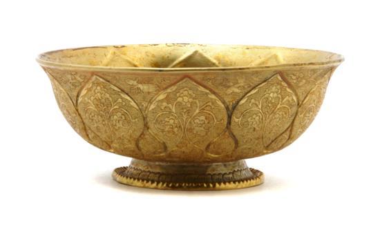 Appraisal: Chinese Gilt Bronze Bowl having scrolling foliate decoration contained within