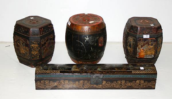 Appraisal: A group of four Chinese wood rice barrels Two of