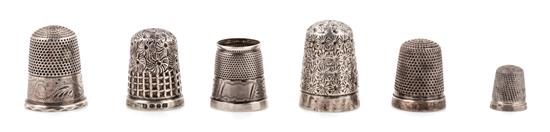 Appraisal: Sale Lot Five English Silver Thimbles including a miniature thimble