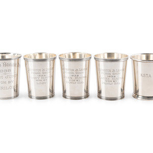 Appraisal: Five American Silver Julep Cups Mid th Century one by