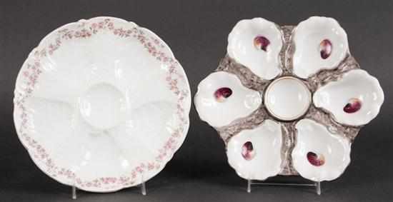 Appraisal: Carlsbad floral transfer decorated oyster plate and a German paint