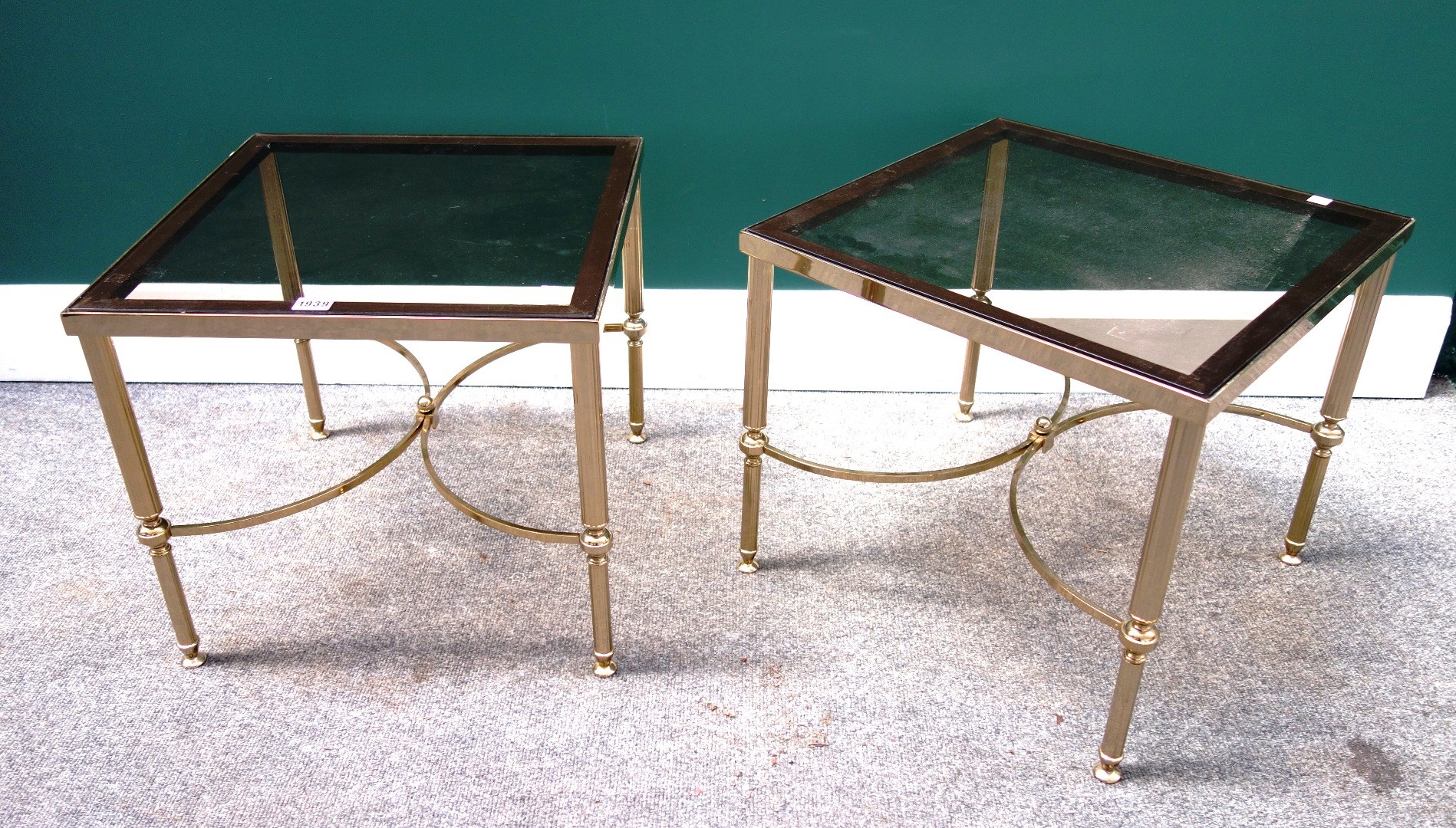 Appraisal: A pair of th century square occasional tables each with