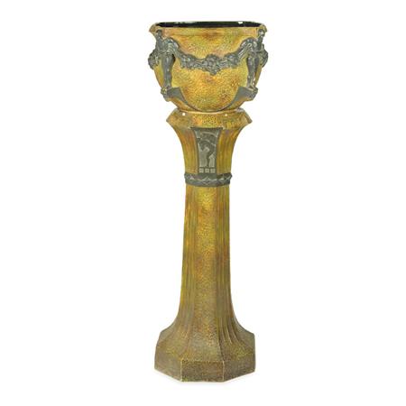 Appraisal: Austrian Jugendstil Ceramic Jardiniere and Pedestal Estimate -