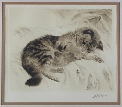 Appraisal: Curt Meyer-Eberhardt German - Kitten and fly Etching x cm