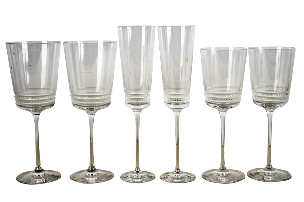 Appraisal: LALIQUE CUT FROSTED GLASS STEMWARE SERVICE'Facet' pattern signed in script