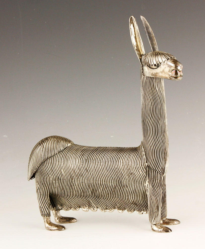 Appraisal: - Silver model of Lake Titicaca Llama Model of Lake