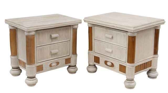 Appraisal: lot of Vintage pencil reeded bedside tables late th c