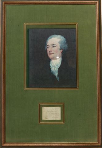 Appraisal: Framed franked envelope signed lower left A Hamilton Alexander Hamilton