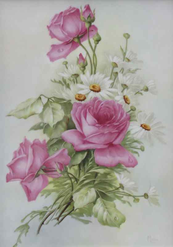 Appraisal: SALDARRIAGA Maria American th C Still Life of Pink Roses