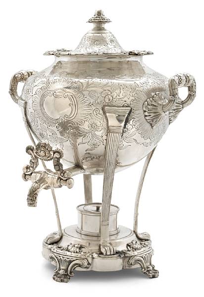 Appraisal: A Sheffield plated hot water urn first half th century