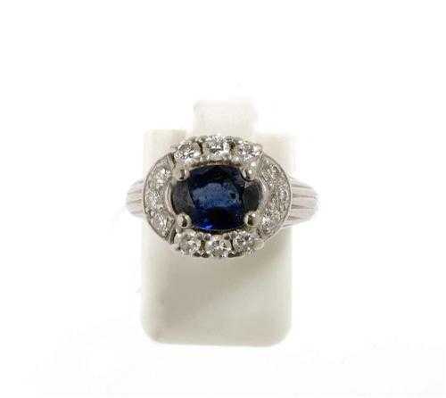 Appraisal: SAPPHIRE AND BRILLIANT-CUT DIAMOND RING ca White gold Elegant ring