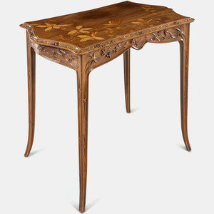 Appraisal: Louis Majorelle French - 'Clematis' Writing Table mahogany fruitwood marquetry