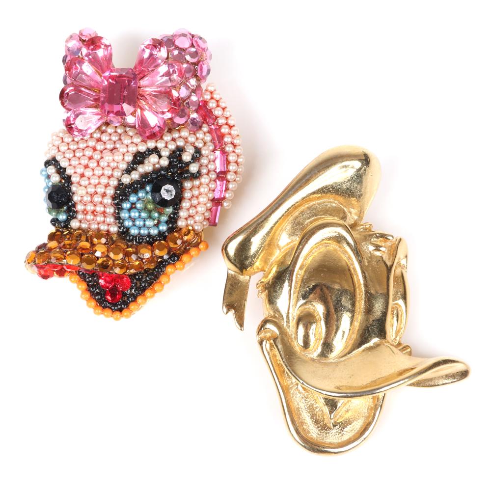 Appraisal: TWO WENDY GELL WHIMSICAL WALT DISNEY PINS GOLD TONE DONALD