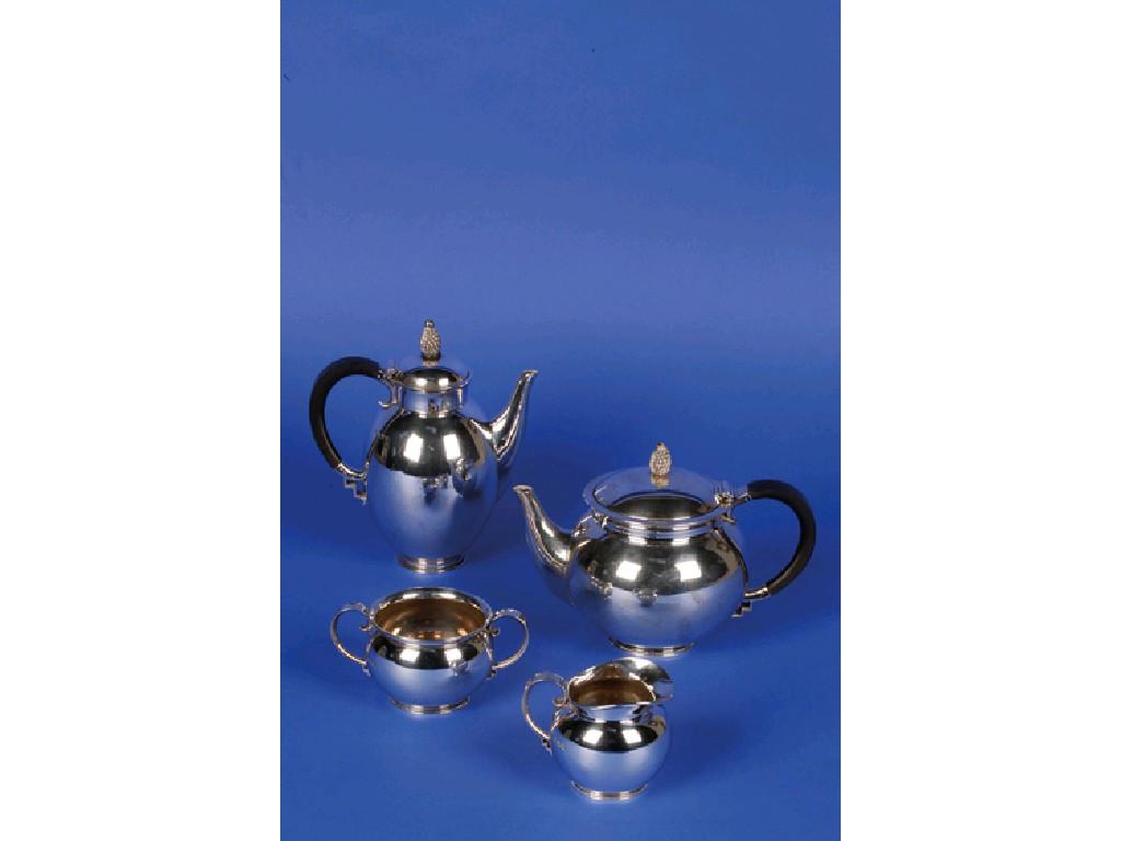 Appraisal: A FOUR PIECE TEA COFFEE SET of squat circular form