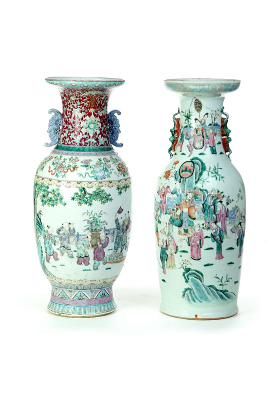 Appraisal: TWO VASES China st half- th century Famille Rose with