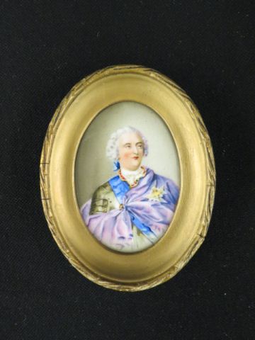 Appraisal: Miniature on Porcelain of King Louis image area x oval