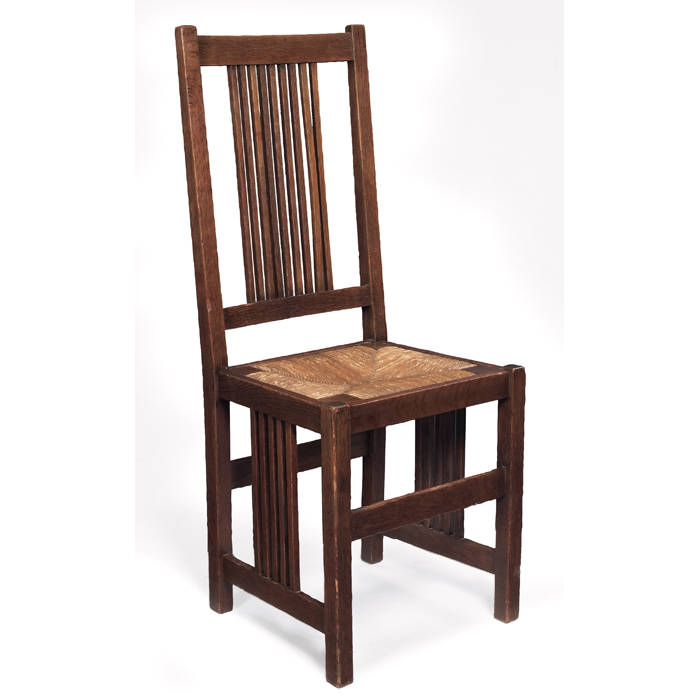 Appraisal: Gustav Stickley side chair spindled back and sides with original