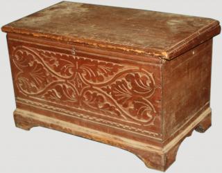 Appraisal: th- th c American carved oak and pine red painted