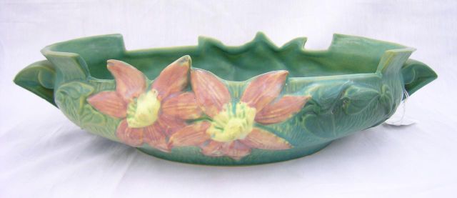 Appraisal: Roseville Clematis double handled centerpiece bowl minor crazing good condition