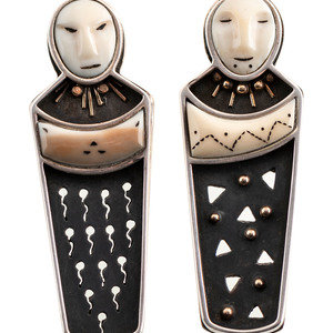 Appraisal: Denise Wallace Chugach-Sugpiaq b Sterling Silver Figural Post Earrings with