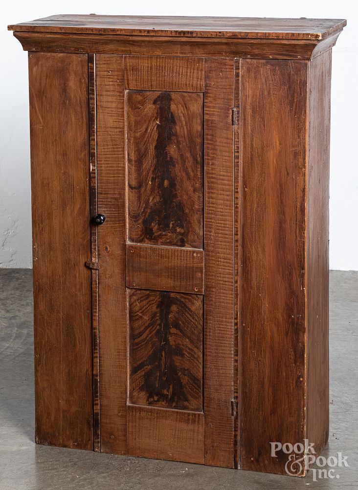 Appraisal: Painted pine hanging cupboard th c Painted pine hanging cupboard