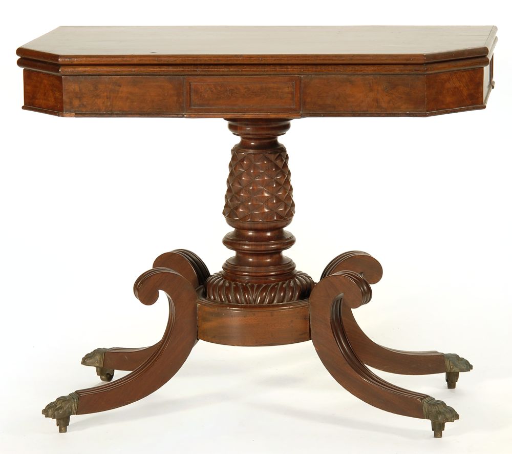 Appraisal: ANTIQUE AMERICAN PEDESTAL-BASE CARD TABLE New York Circa In mahogany