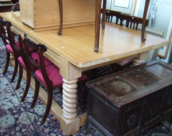 Appraisal: A modern light oak refectory table and six chairs the