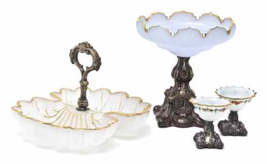 Appraisal: A Collection of Silver or Silverplate Mounted Table Articles comprising