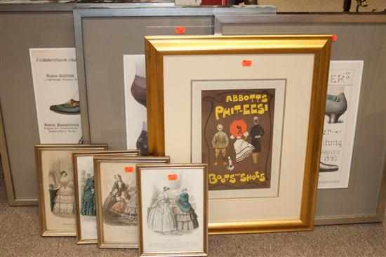 Appraisal: Four Paris fashion prints framed and four framed advertising prints