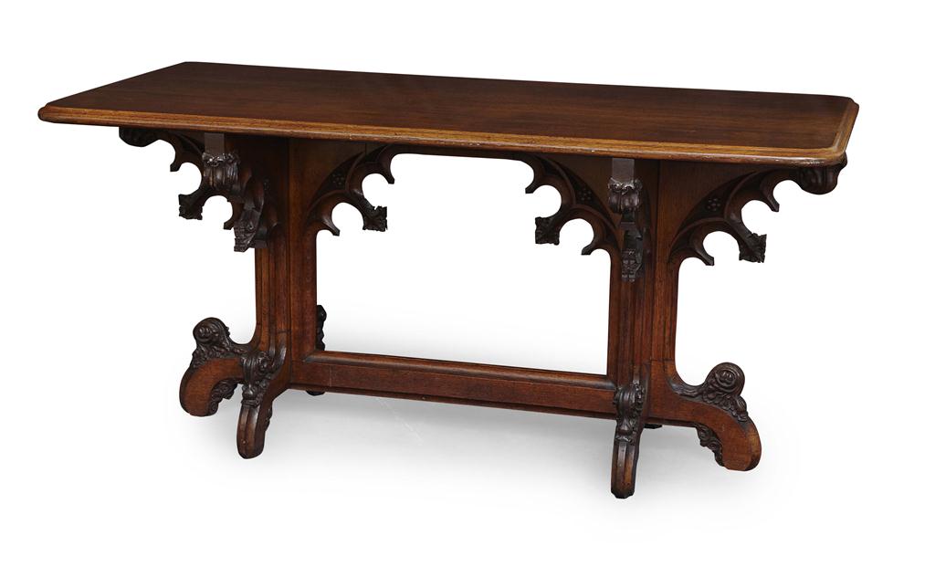 Appraisal: VICTORIAN OAK LIBRARY TABLE MANNER OF A W N PUGIN