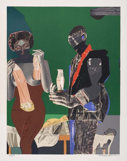 Appraisal: ROMARE BEARDEN - Before the First Whistle Color lithograph x