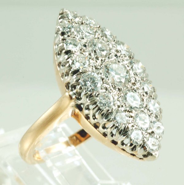 Appraisal: Diamond navette cocktail ring in marked K yellow and white