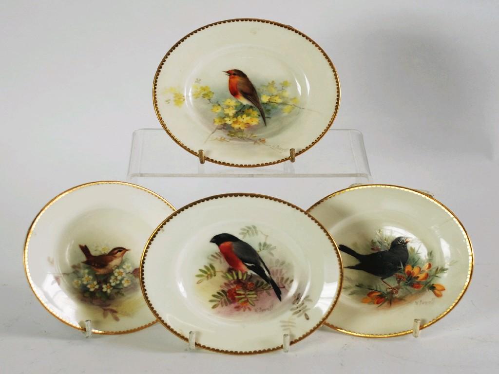 Appraisal: SET OF FOUR EARLY TWENTIETH CENTURY HAND PAINTED ROYAL WORCESTER