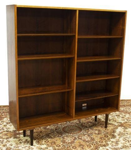 Appraisal: Danish mid-century modern rosewood bookcase c s rectangular case fitted