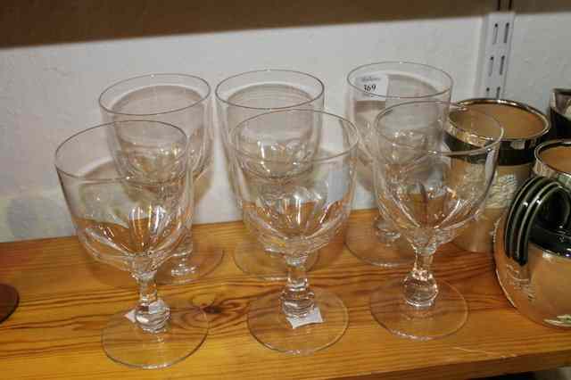 Appraisal: A SET OF SIX TH CENTURY WINE GLASSES of stylised