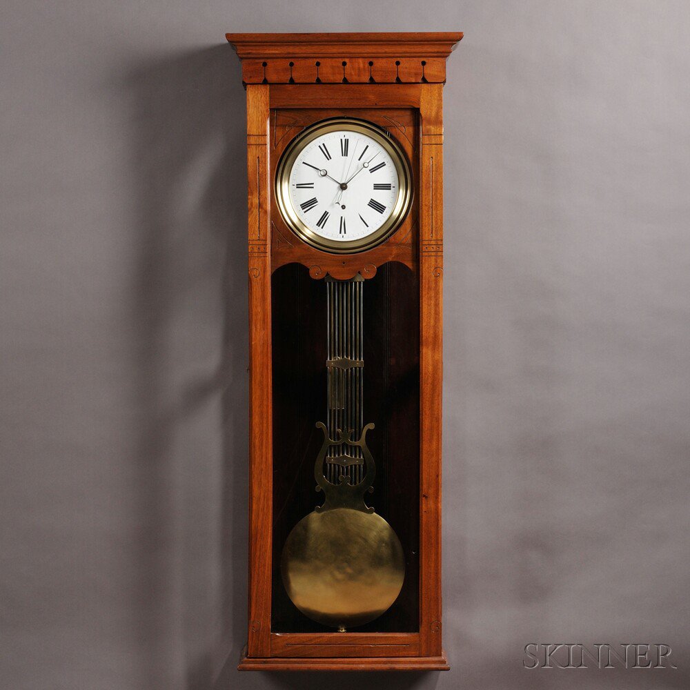 Appraisal: Walnut Pin-wheel Wall Regulator France c the walnut case with