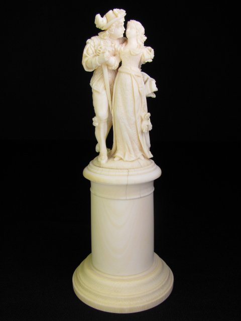 Appraisal: Continental carved ivory figure of two lovers Some losses female