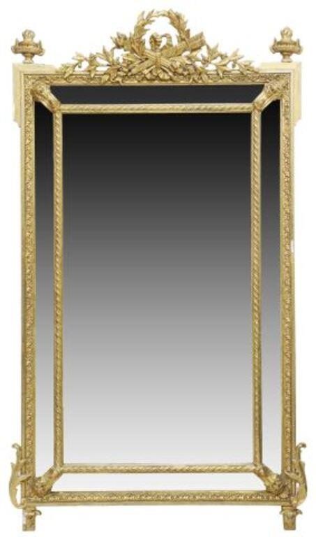 Appraisal: French Louis XVI style composition and giltwood mirror th c